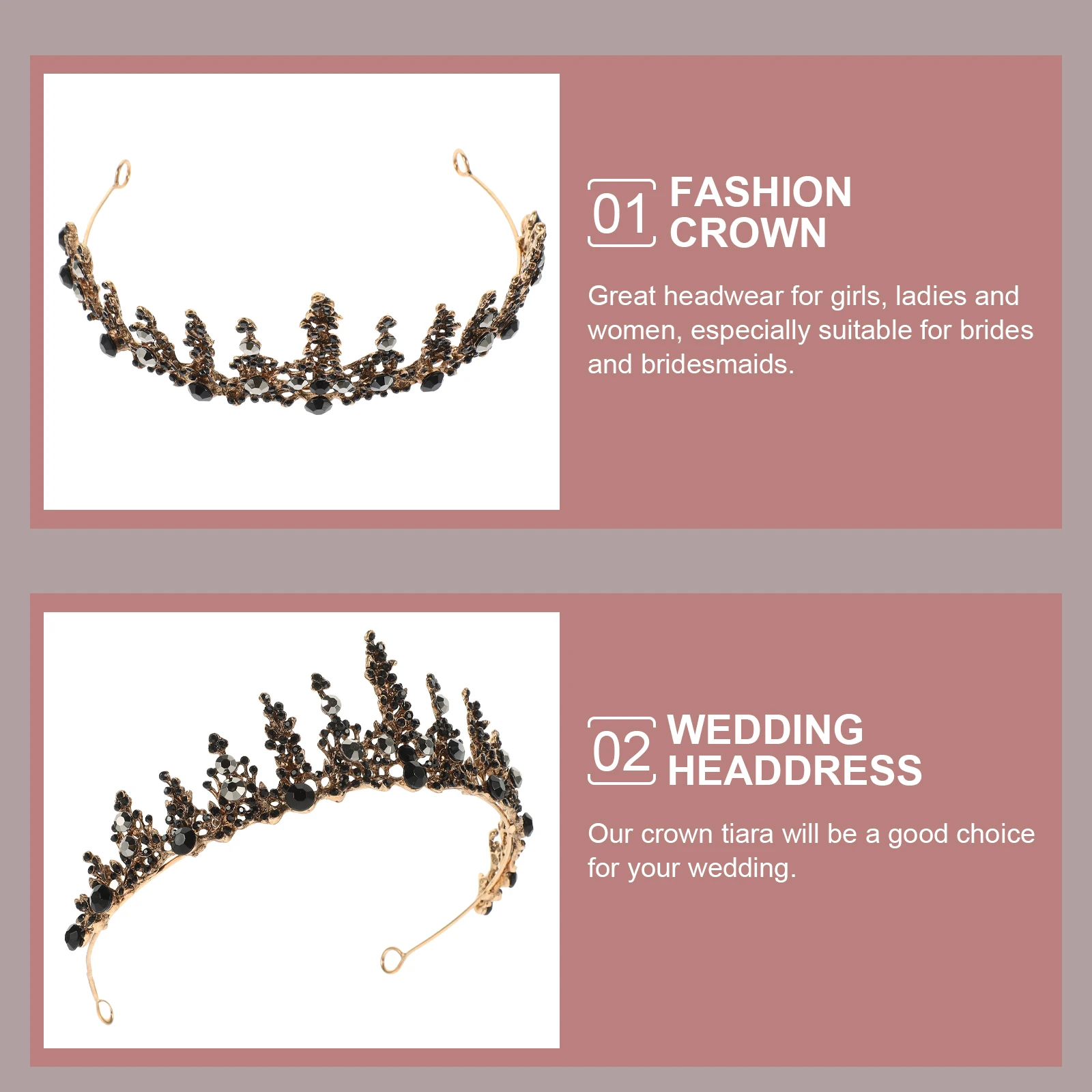 

1pc Vintage Tiara Crown Elegant Wedding Headdress Alloy Ladies Baroque Retro Party Headdress Bridesmaid Hair Accessory