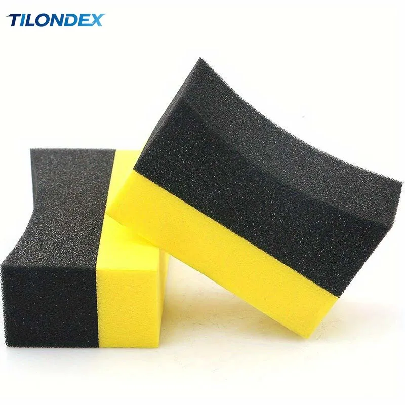 TILONDEX Car Tire Shine Applicator Pads Curved Dual-Color Foam Sponge 1/2/6PCS Set for Tire Dressing And Detailing