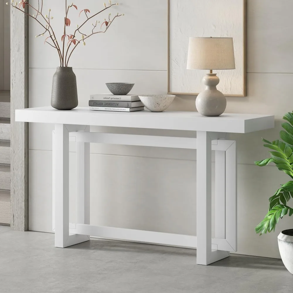 

Contemporary Console Table with Industrial-Inspired Concrete Wood Top, Minimalist Entryway Table for Hallway Living Room