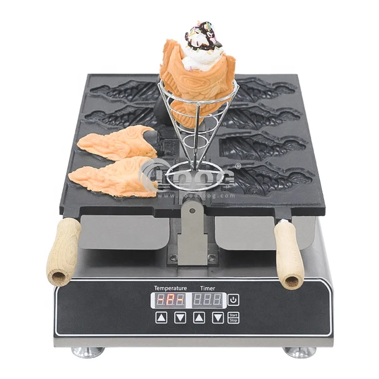 

Professional Electric Fish Ice Cream Cone Waffle Maker Stainless Steel Commercial Taiyaki Waffle Machine For Sale