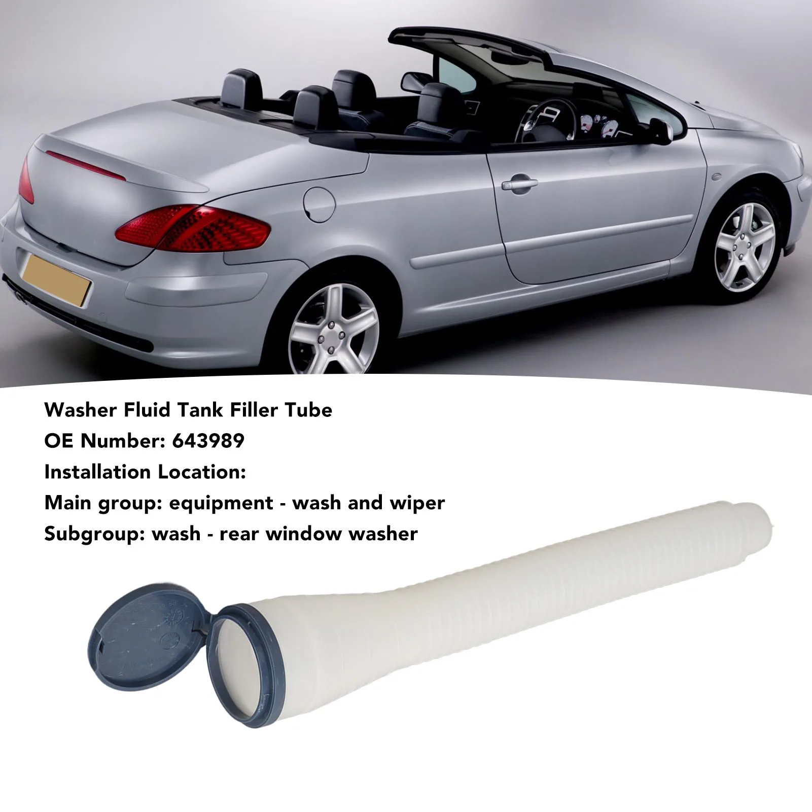 Car Washer Fluid Reservoir Filler 643989 Leakproof Rugged Stable Washer Fluid Tank Filler Tube Replacement for Peugeot 307 Sedan view 6