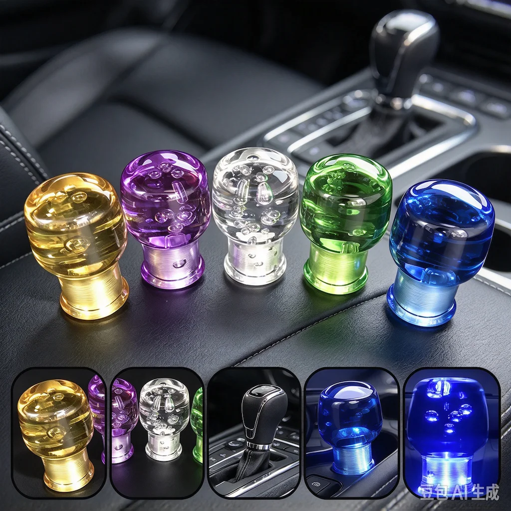 Universal Car Led Stitching Color Multicolor Gear Shift Knob Crystal Bubble Gear Shift Knob Colorful Shifter Lever