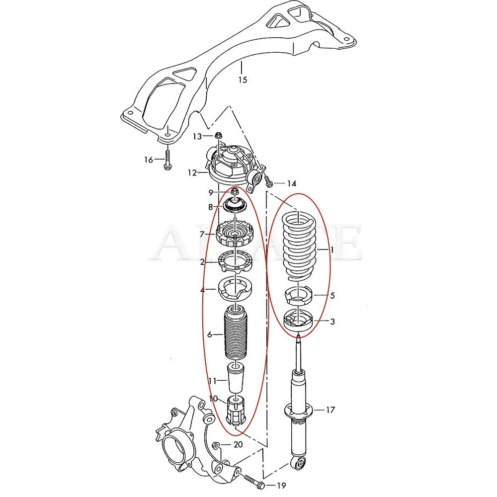 4Set New Front Rear Shock Absorber Kits For Audi Q7 4L 2007-2009 Suspension Spring Half Assembly Without Shock Strut Core