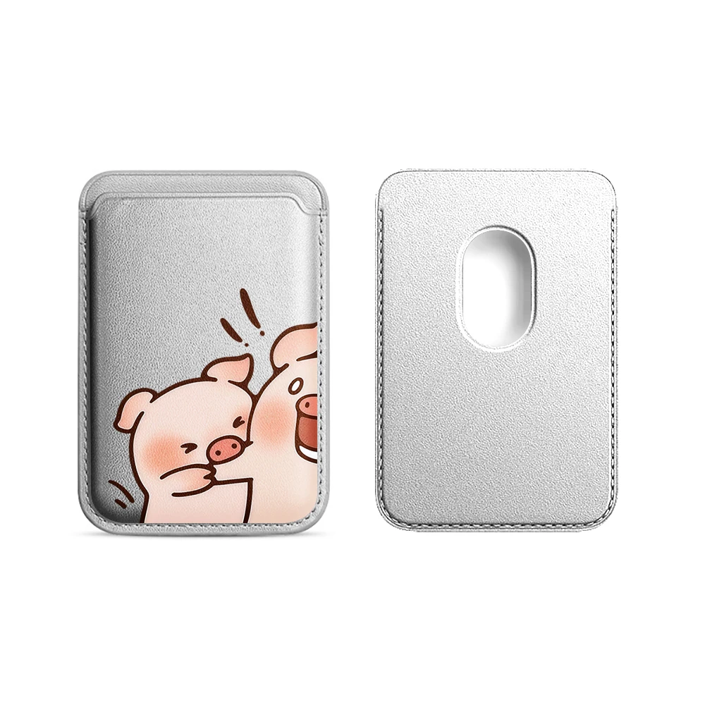 Leder-Kartenhalter mit Cartoon-Schweinchen-Motiv für Paare, Handy-Kartenhalter für Magnetische Hüllen, Geeignet für alle iPhone Magsafe Karten-Handy-Rückseiten-Taschen – Detail 18