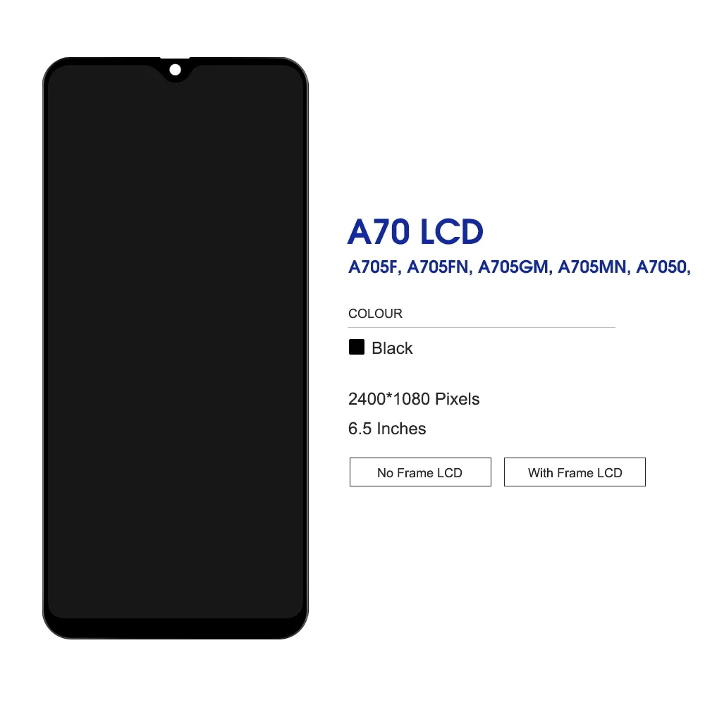 A70 Display Screen Replacement, for Samsung Galaxy A70 A705 A705F A705FN/DS Lcd Display Digital Touch Screen with Frame Assembly