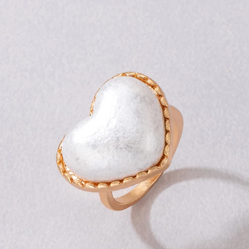 Tocona Sweet Romance Peach Heart Love Joint Ring for Women's Fashion Geometric Alloy Single Ring Wedding Jewelry Accessory 23040