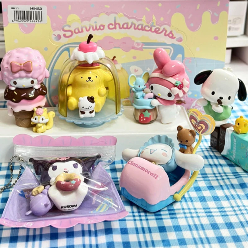 

Sanrio Food Fun Series Blind Box Kuromi Pochacco Cinnamoroll My Melody Pompom Purin Model Anime Figure Mysterious Box Toy Gifts