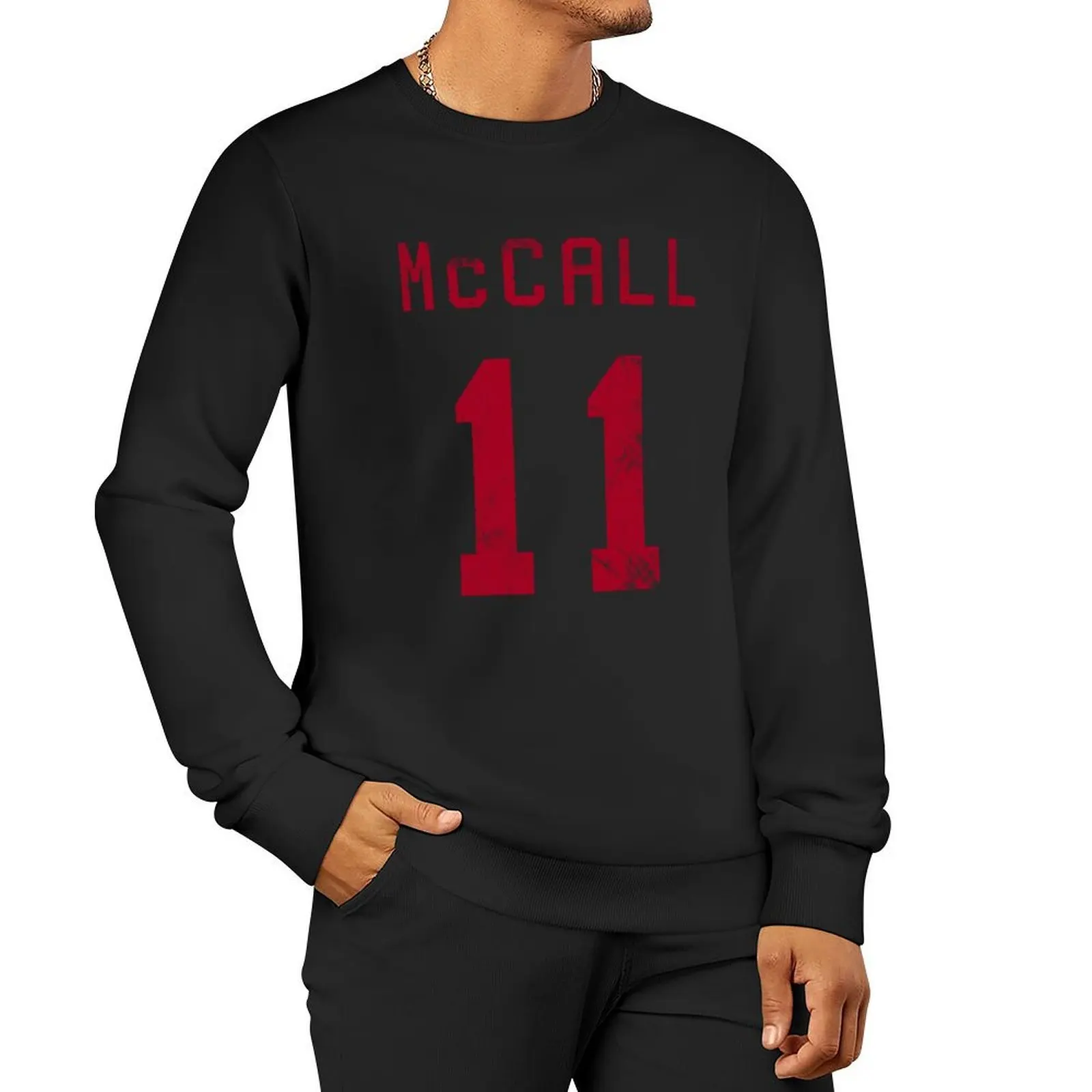 McCall Jersey- بلوفر أحمر ملابس الخريف ملابس جمالية ملابس رجالي ملابس الخريف الكورية بلوزات كبيرة الحجم