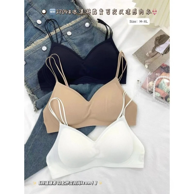 ملابس داخلية عميقة يغرق بأشرطة خلفية متقاطعة للصيف، كوب رفيع غير مرئي، حمالة صدر قابلة للتعديل لدعم الظهر على شكل حرف U، راحة رائعة #2