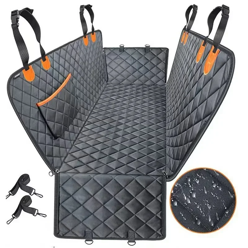 Dog Car Rear Seat Protective Cover Waterproof Dirt Resistant Pet Seat Cover Black Shoulder Strap Hammock Pet Travel Mattress