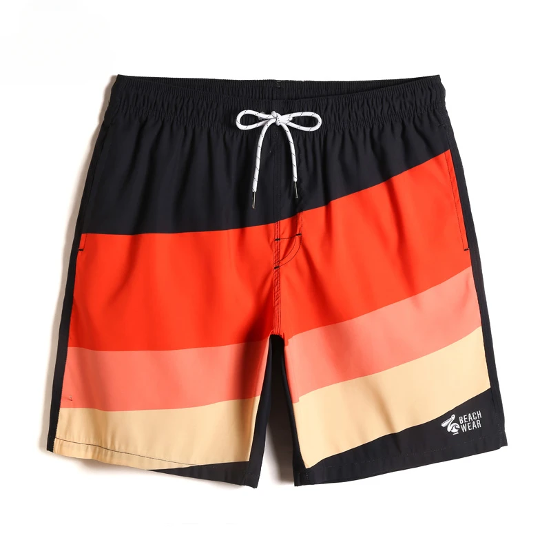 Pantalones de playa sueltos de secado rápido de talla grande para hombre, pantalones cortos de playa contrastantes en negro y rojo, bañadores, pantalones cortos informales para vacaciones