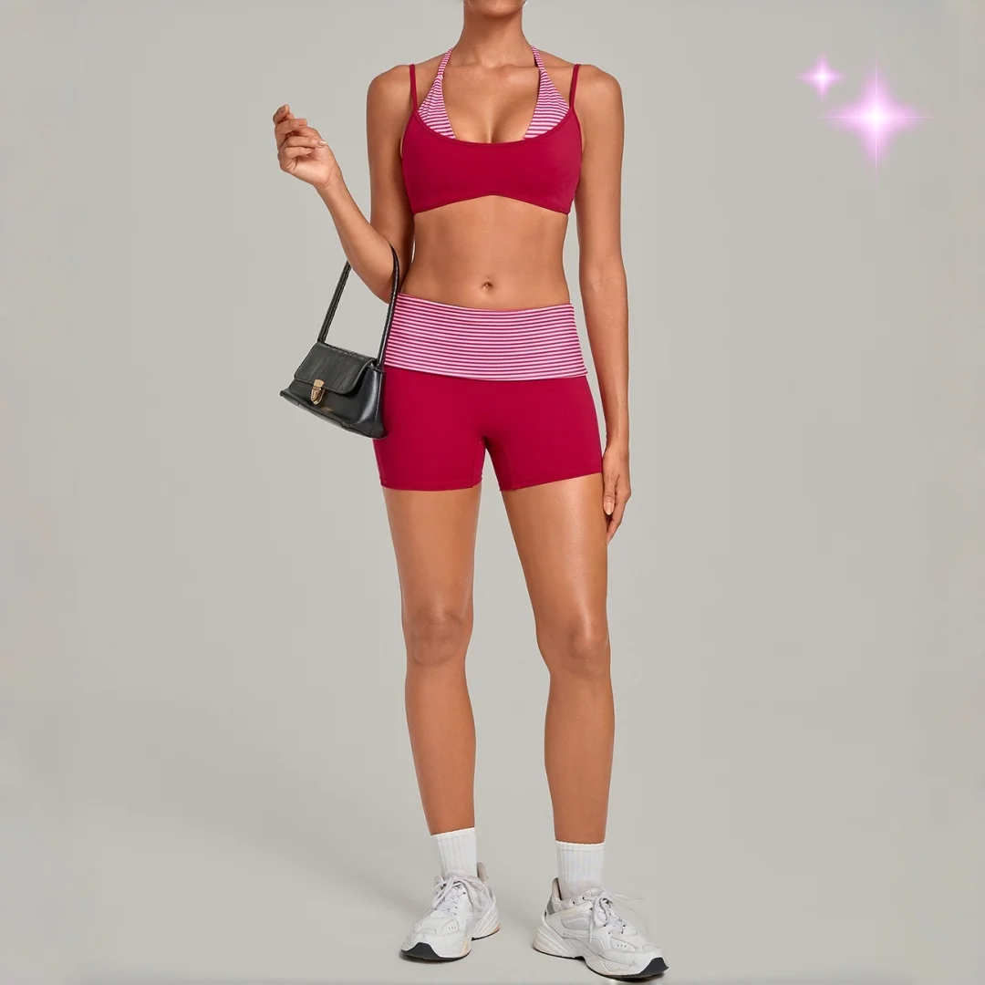 Women's Sleeveless Yoga Set High Waisted Hip Lift Slim Fit Backless Sports Bra Shorts Suits Running Workout Gym Fitness Sets