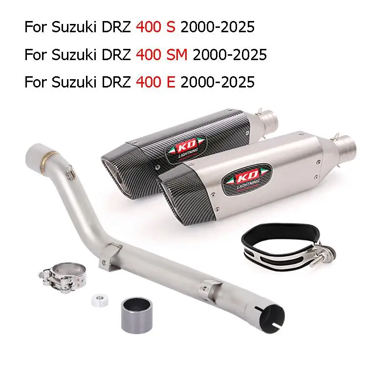 

Slip On For SUZUKI DRZ 400 S 400 SM 400E 2000-2024 Motorcycle Exhaust System Rear Muffler Mid Link Pipe Stainless Steel Escape