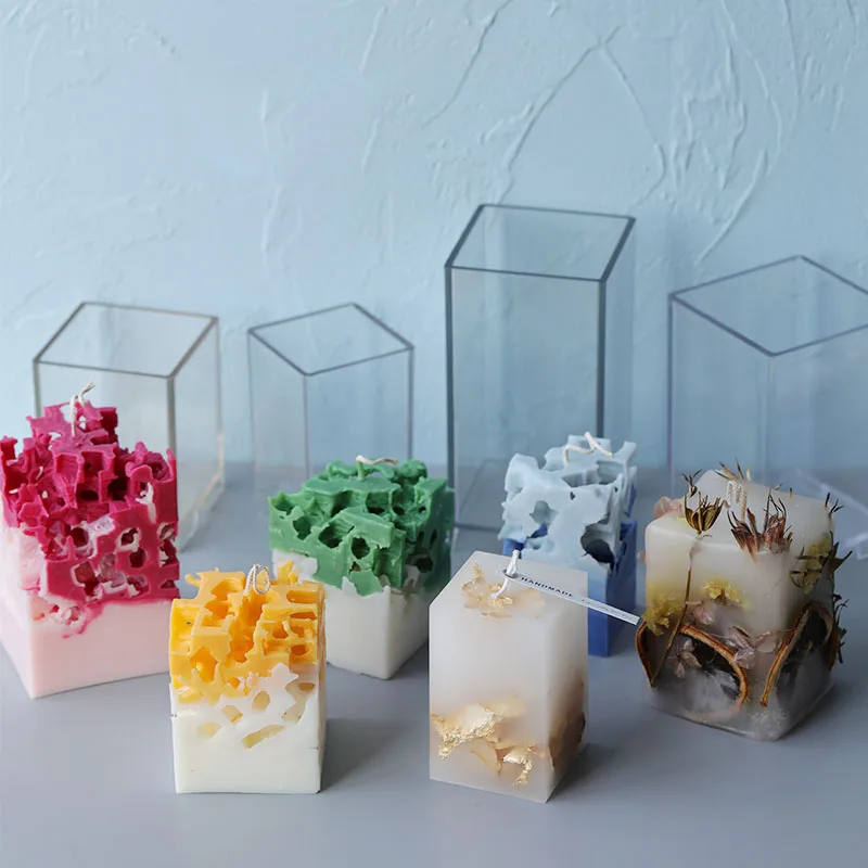 3D Square Rectangle Column Candle Mold Handmade Candle Making Molds DIY Cuboid Acrylic Plastic Mould Kit Candle Casting