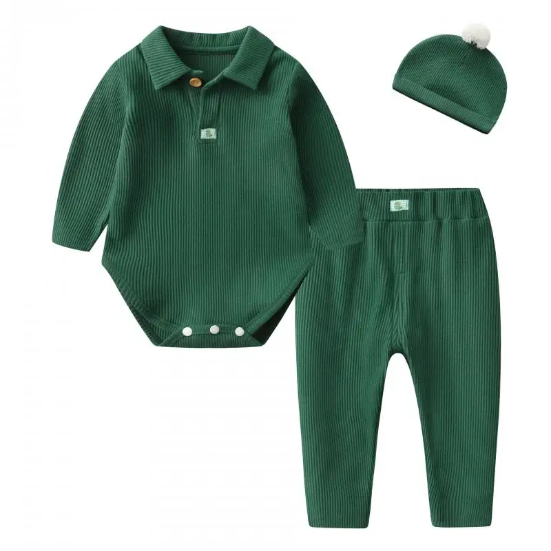 2024 Clibeso Spring Toddler Clothes Boy Korean Casual Fashion Long Sleeve Newborns Bodysuit+Pants+Hat Baby Luxury Clothing Set