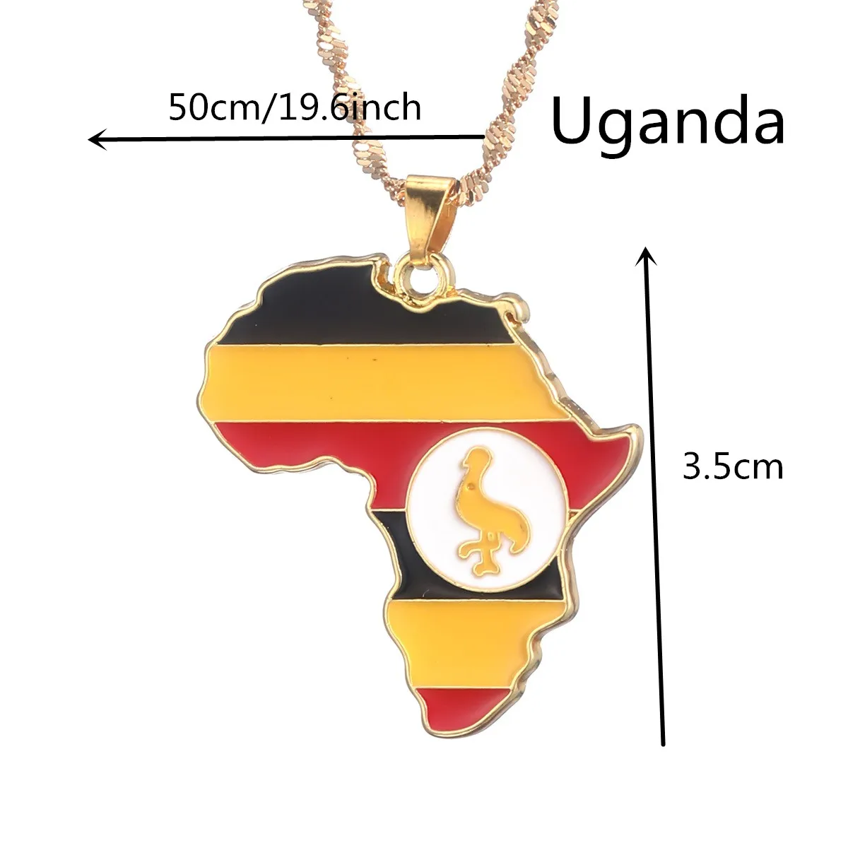 Uganda Map  Flag Pendant Necklace Gold Color Jewelry Ugandan Maps