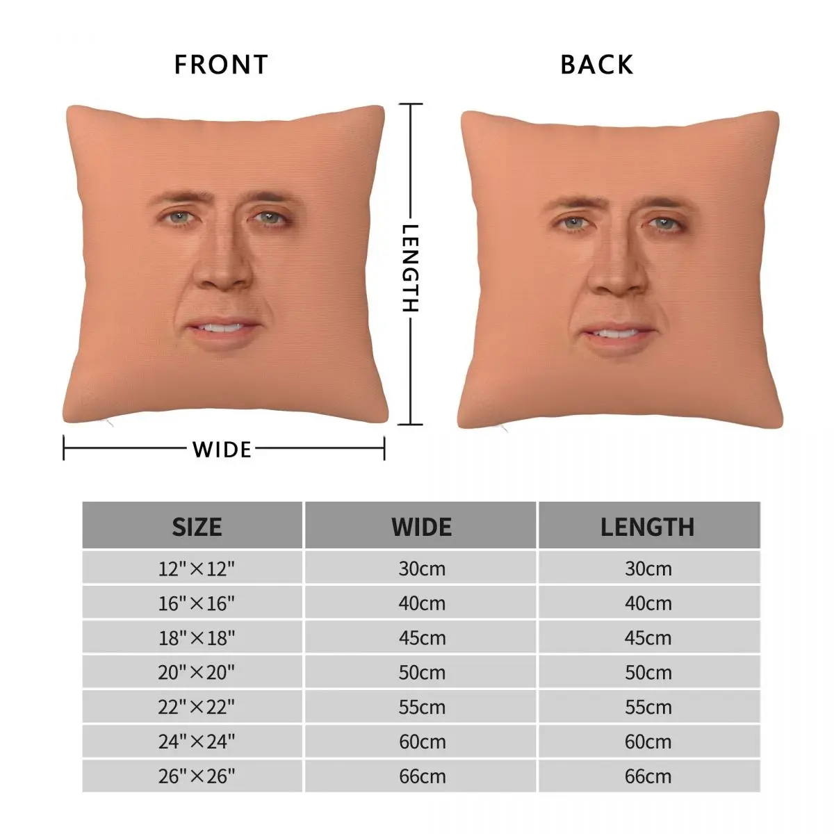 Nicolas Cage Face Cojines Throw Pillow Case Cushion Home Sofa Chair Print Decorative Coussin