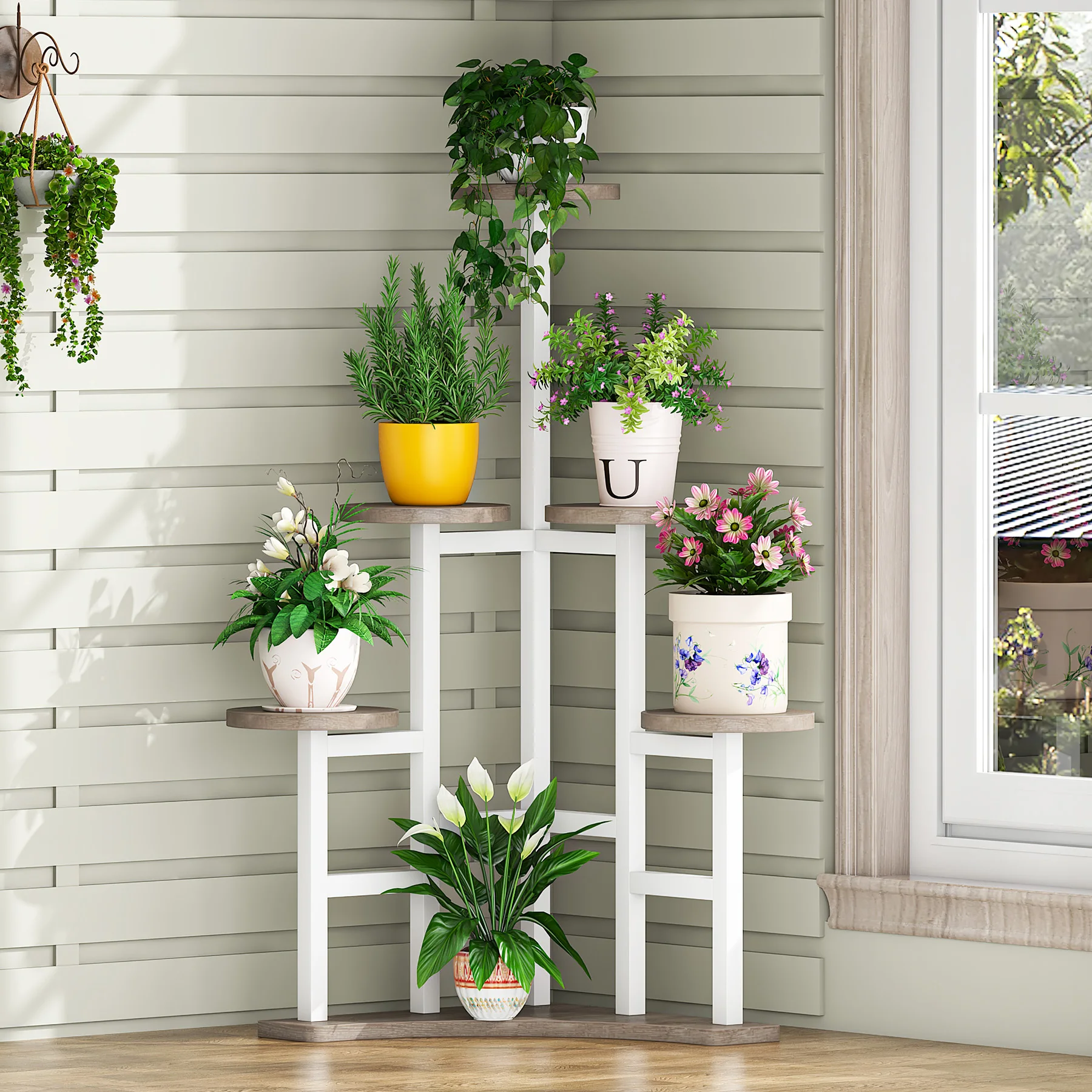 

Tribesigns Corner Plant Stand Indoor, 6 Tiered Plant Shelf Flower Stand, Tall Multiple Potted Plant Holder