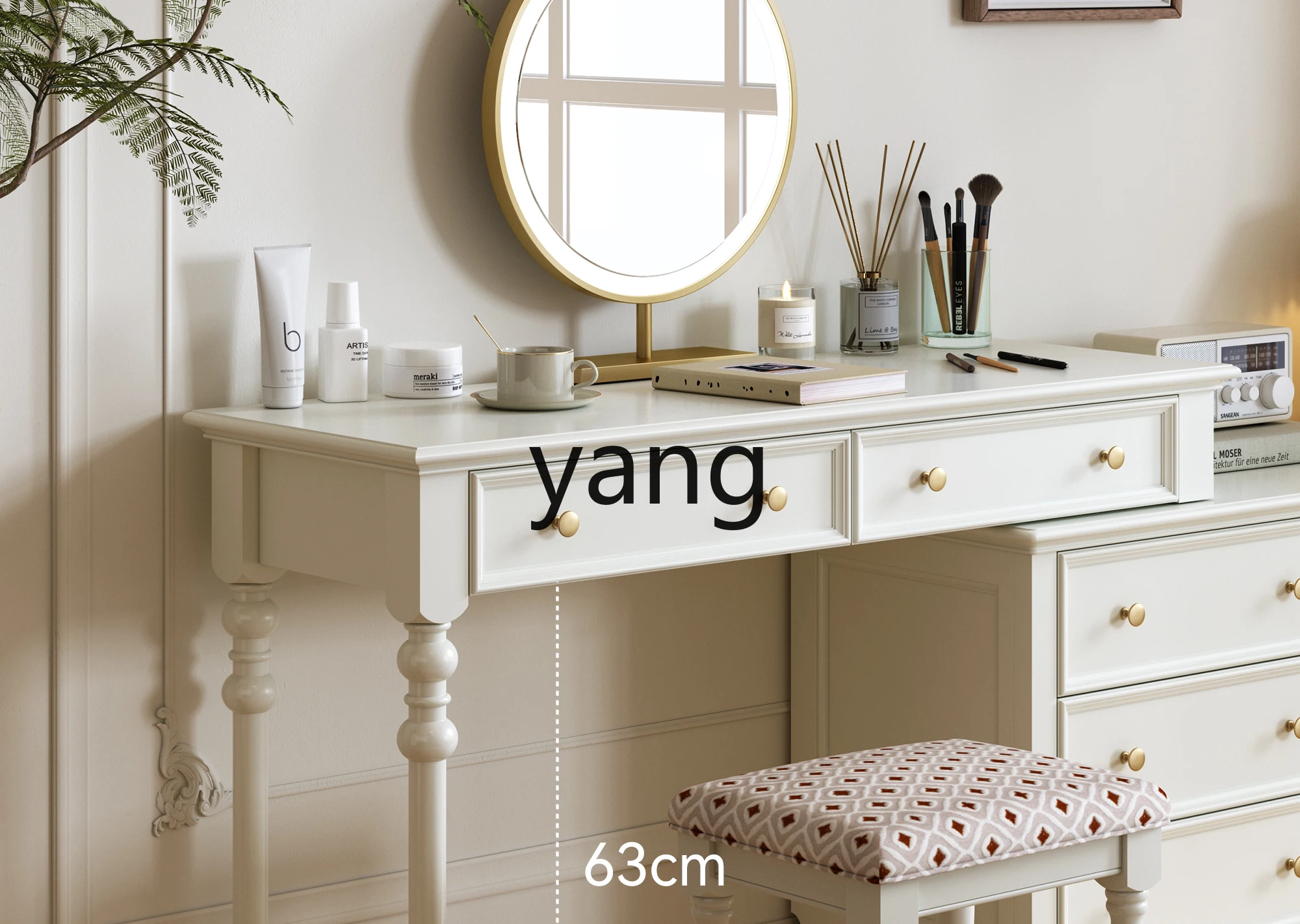 

LMM French solid wood bedside storage cabinet makeup table bedroom dresser chest cabinet integrated