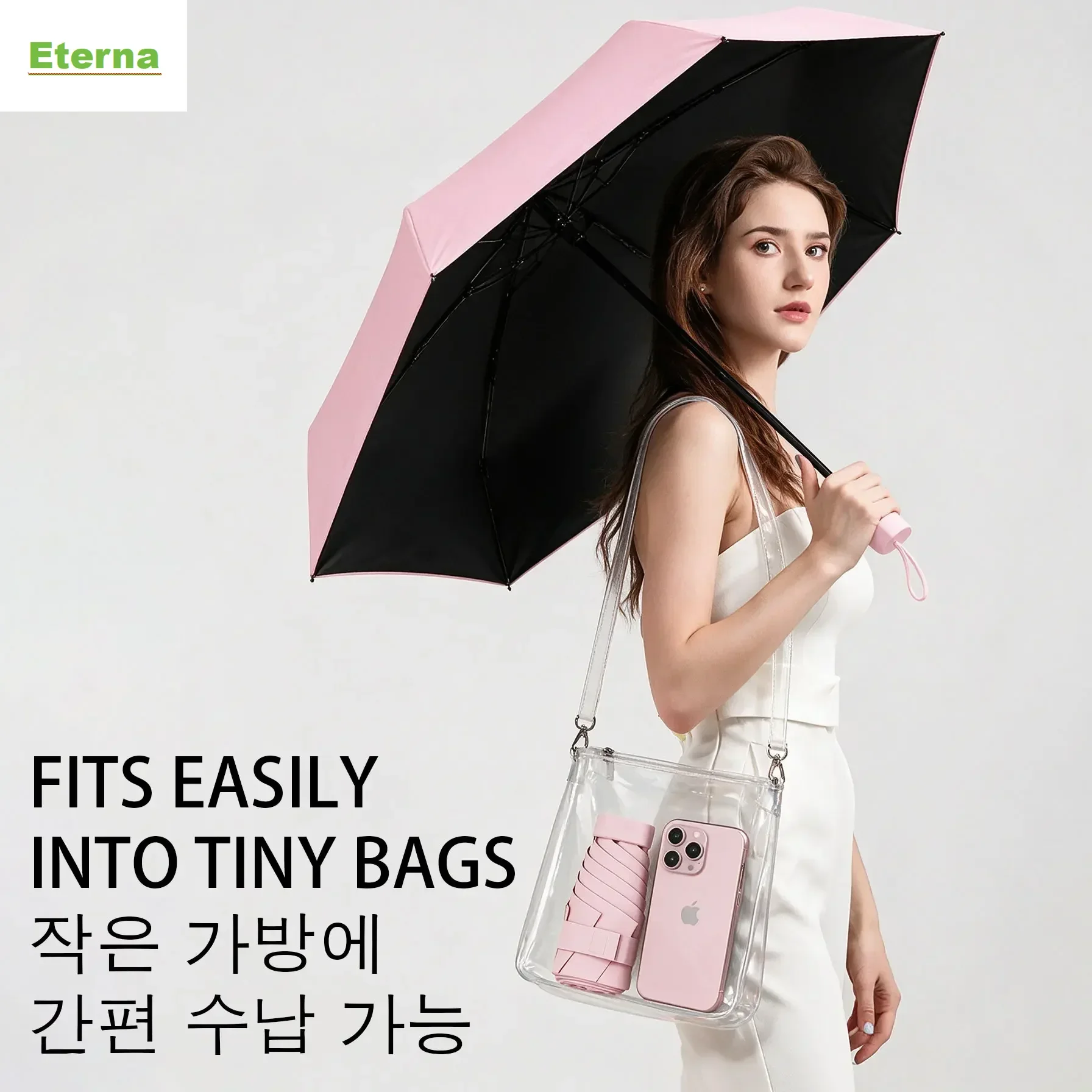 Lightweight 6 Ribs 6 Fold Parasol Umbrella UV Protection Sun & Rain Outdoor Manual for Women