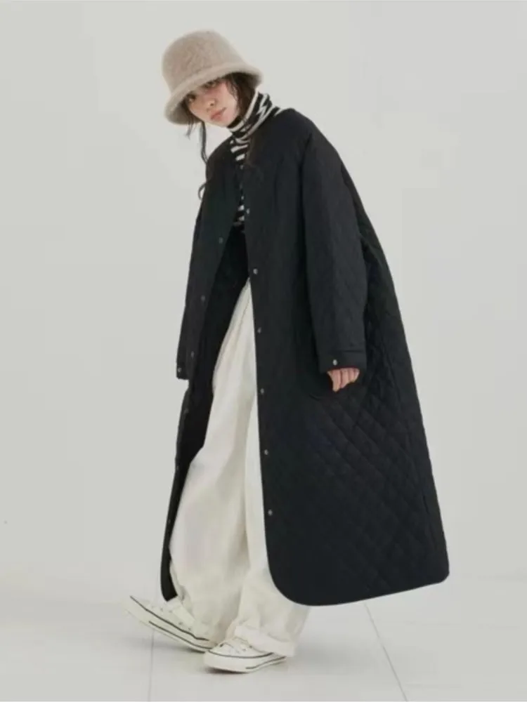 Respzed-Manteau long en coton plissé à carreaux pour femmes, vestes à manches longues pour femmes, mode décontractée, hiver, combiné 2023