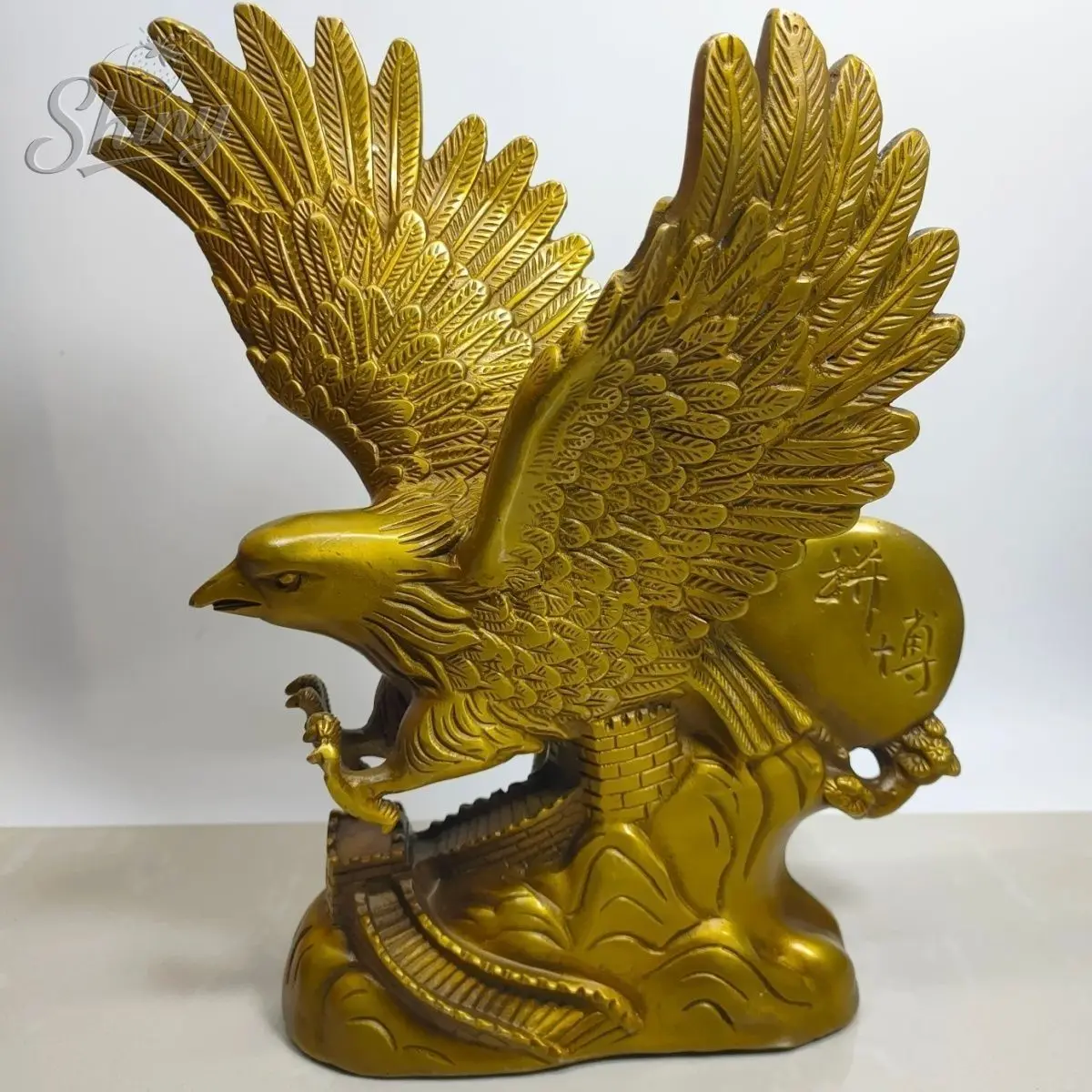 Antique Brass Golden Eagle Figurines Home Office Desktop Decoration Model Collection Statues Ornament Decor Objects Accessories