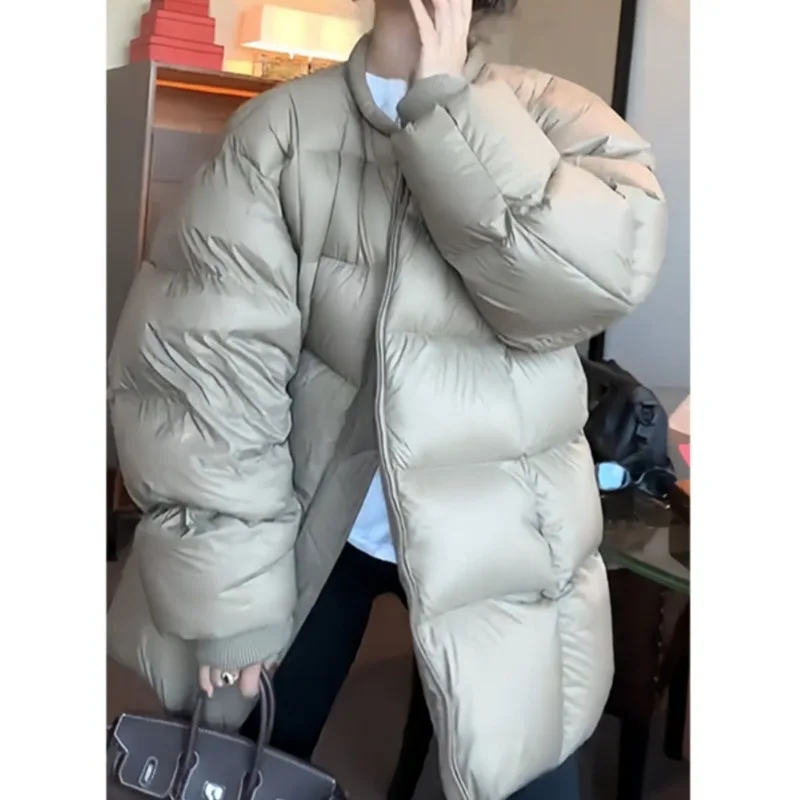 

Shpmishal Fashionable Simple and Thick Bread Jacket for Autumn and Winter 2025 Mid To Long Style and Elegant Outerwear