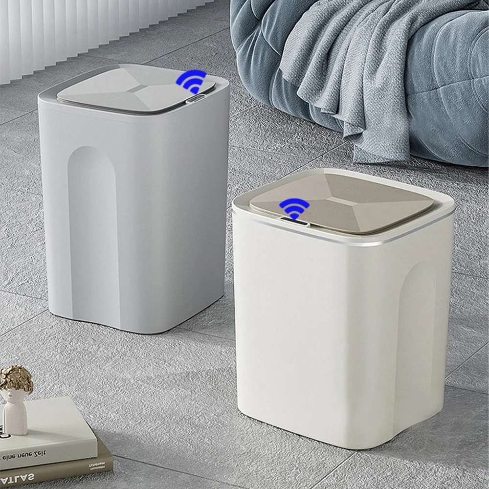 

12-16L Kitchen Trash Bin Space-Saving Toilet Smart Garbage Bathroom Touch Kitchen Home Office Waterproof Electronic Waste Bins