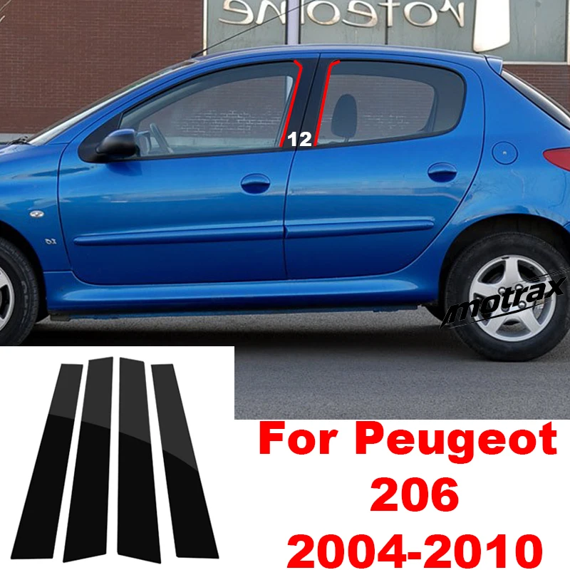 Car Central Window Pillar Posts Door Trim Cover Stickers Decal for Peugeot 206 2004 2005 2006 2007 2008 2009 2010 Accessories