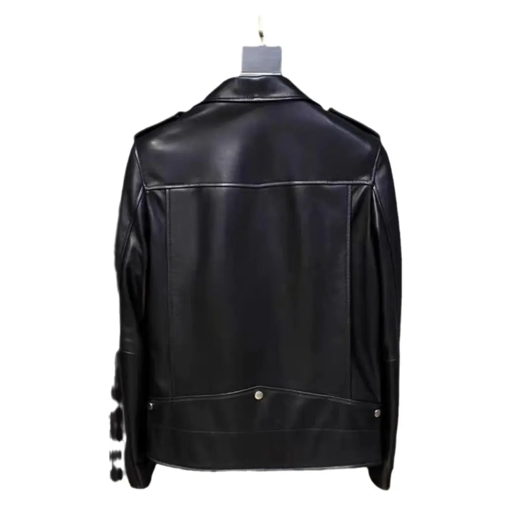 Chaqueta de cuero pequeña negra a la moda para mujer, chaqueta corta de PU para motocicleta, solapa coreana, prendas de vestir exteriores para primavera y otoño