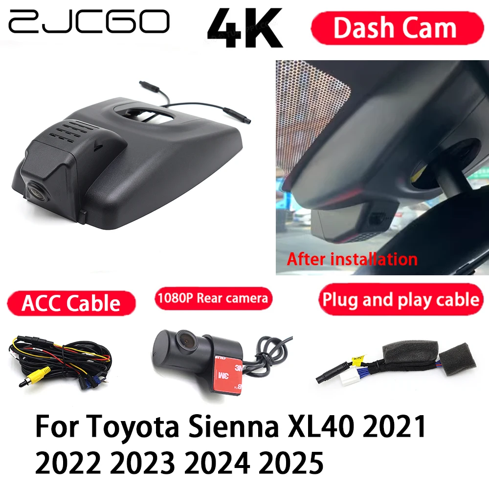 Cámara para Auto 4K, Plug and Play, Grabadora de Video con Visión Nocturna para Toyota Sienna XL40 2021 2022 2023 2024 2025