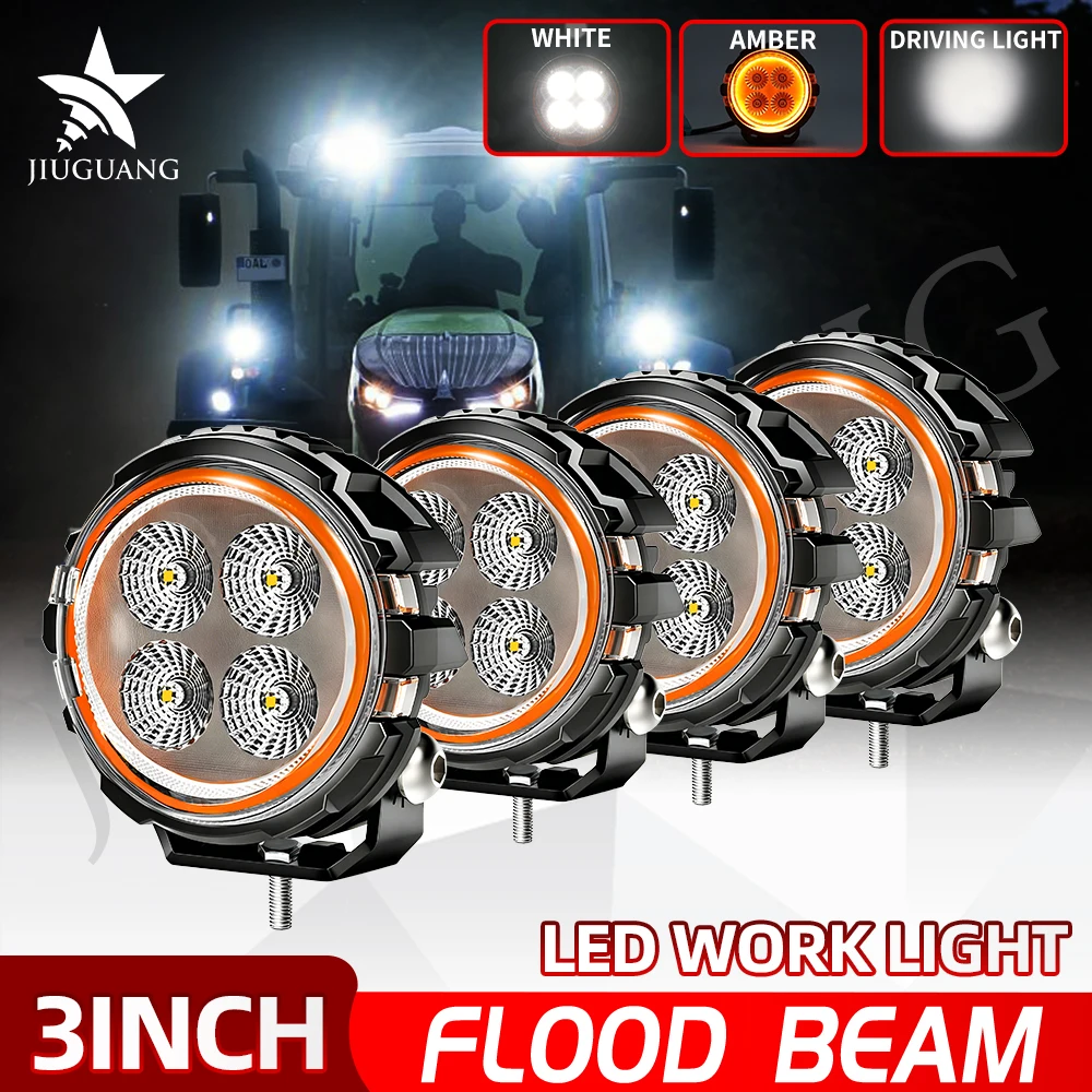 

HAOLIDE Auxiliary 3" 4" 5" LED Work Light Flood Beam White Lamp Amber DRL Waterproof Pickup Motorcycle ATV off-road use 12V 24V