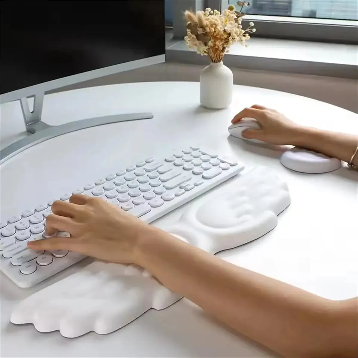 618 Mega Sale Angel Wing Wrist Rest Set: Memory Foam Ergonomic Support for Keyboard & Mouse, Relieve Wrist Pain