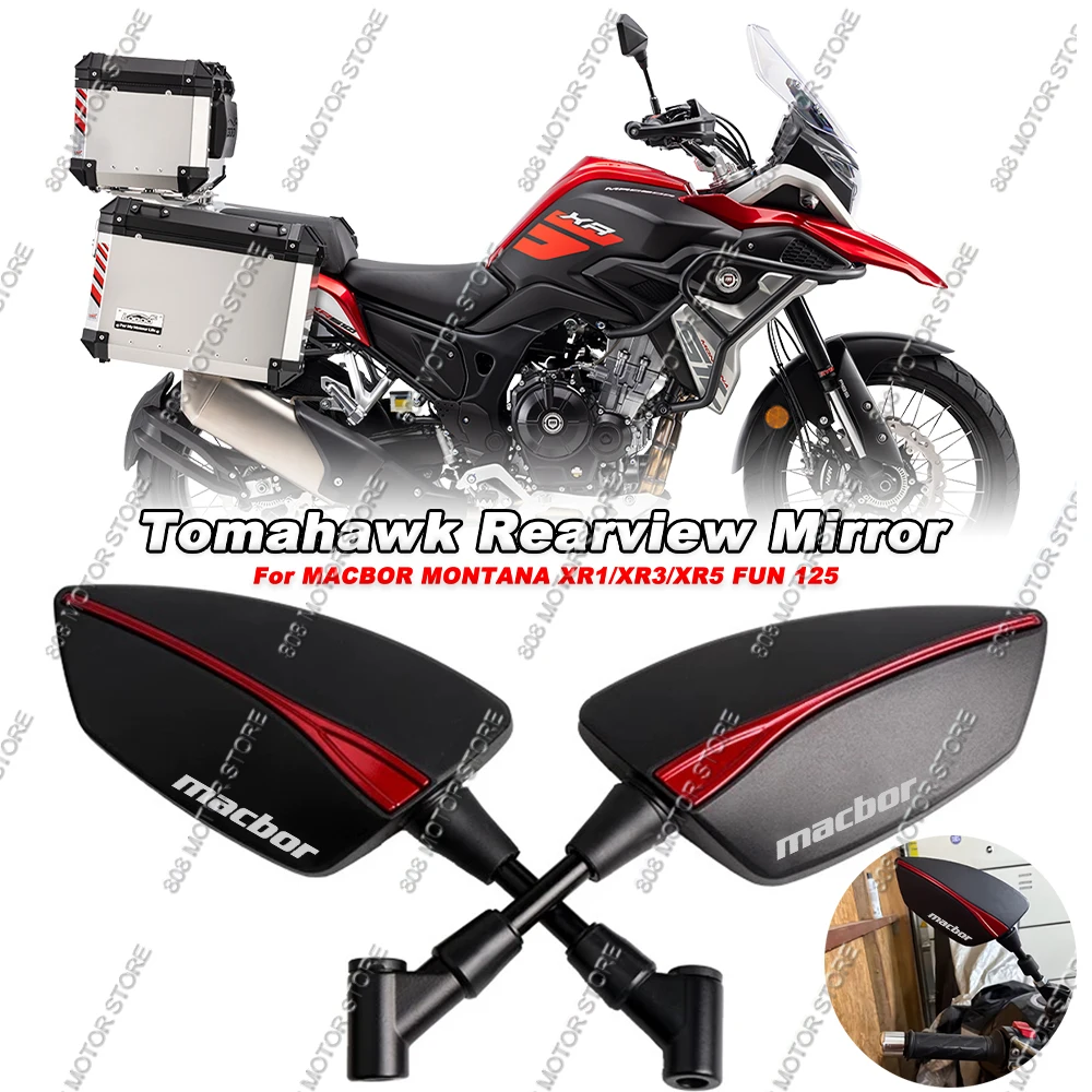 

For Macbor Montana XR1 XR3 XR5 FUN125 CNC Aluminum Tomahawk Rearview Mirrors 8mm 10mm Motorcycle Side Mirrors