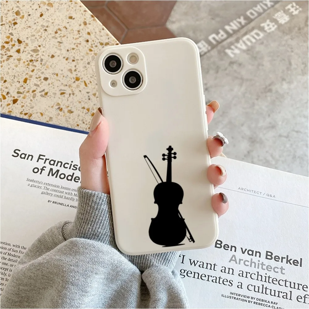 Musical Instruments Silhouettes Phone Case For Iphone 11 13 14 Pro Max X Xr Xs Max Se2020 12mini White Cover Case