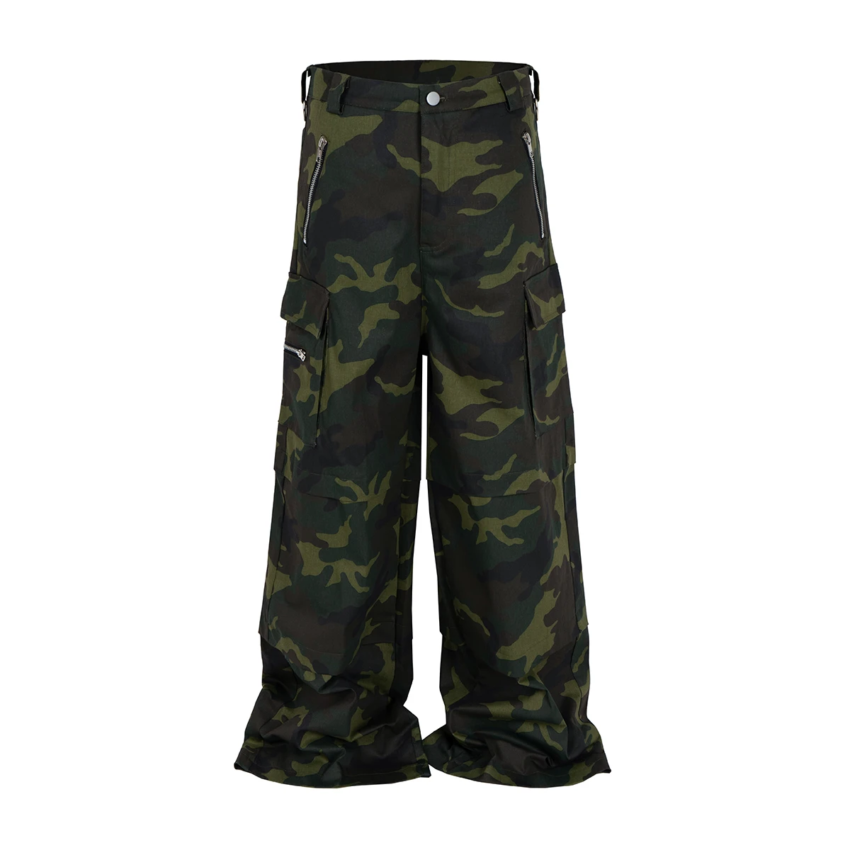 Color Match Multi-pockets Camouflage Cargo Pants for Men and Women Streetwear Patchwork Baggy Overalls Wide Leg Loose Trousers