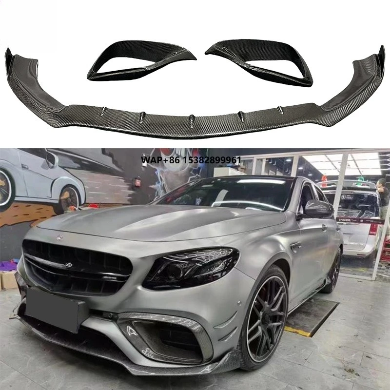

BB Style Carbon Fiber Front Bumper Lip Splitter and Front Vent Modified Front Spoiler for W213 E63 Pre Lci S AMG