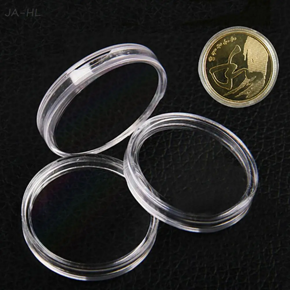 10Pcs Storage Boxes Applied Clear Round Cases Coin Storage dia 45mm Lighthouse Plastic Capsules Coin box Display Cases