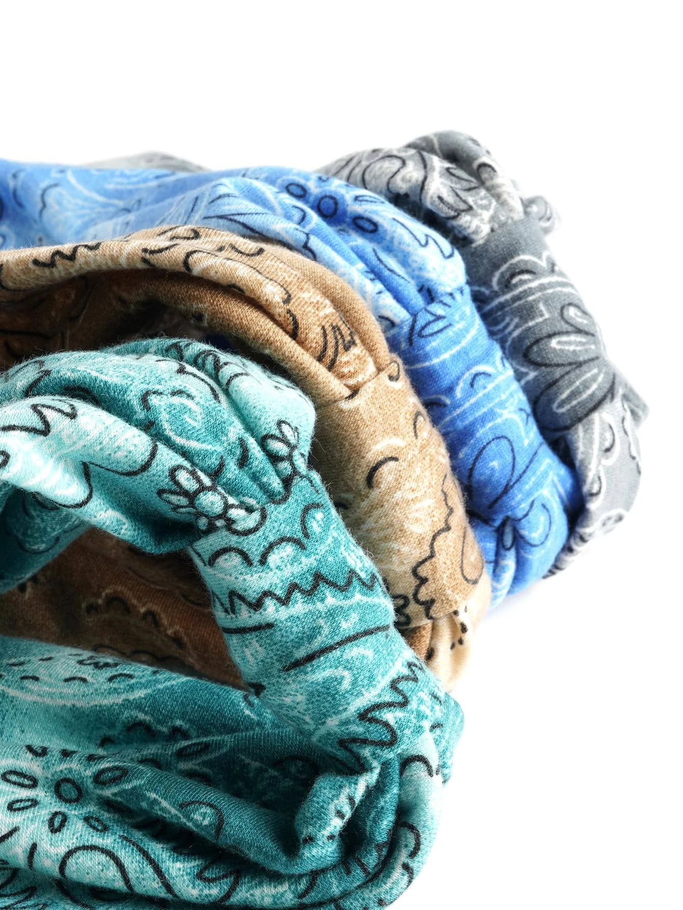 

4pcs Bohemian Paisley Print Headbands For Women Soft Hair Band Turban Sweatband Summer Winter Accessories
