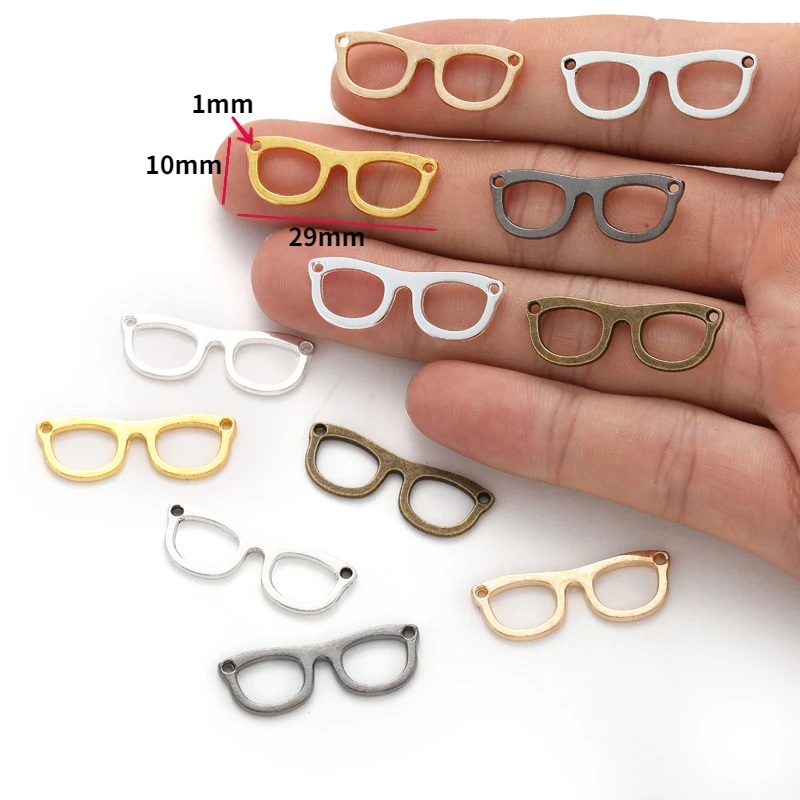 20pcs Charms Glasses Sunglasses 29x10mm 6 Colors Pendants Antique Jewelry Making DIY Handmade Craft J494