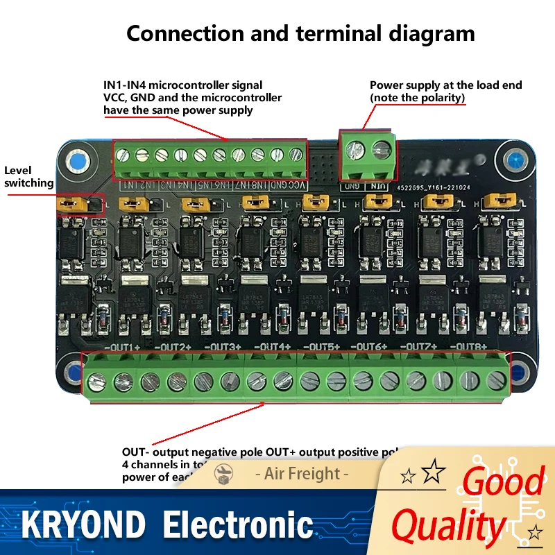 8 Channel MOSFET Module Microcontroller PLC Amplification Field-Effect Drive Optocoupler Isolation PWM Control Light Switch