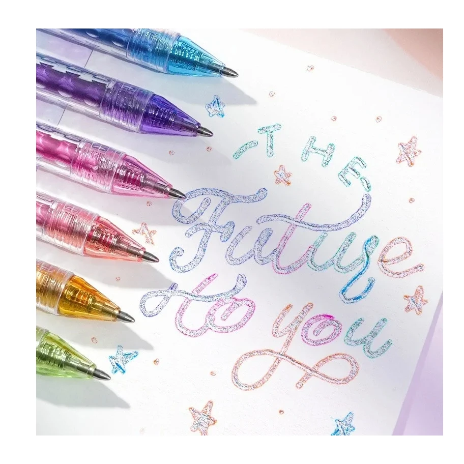 8 Color Christmas Pen Glitter Highlighter Gel Pens Double Line Outline Art Pen Marker Pens Bullet Diary Poster Card Diy Writing