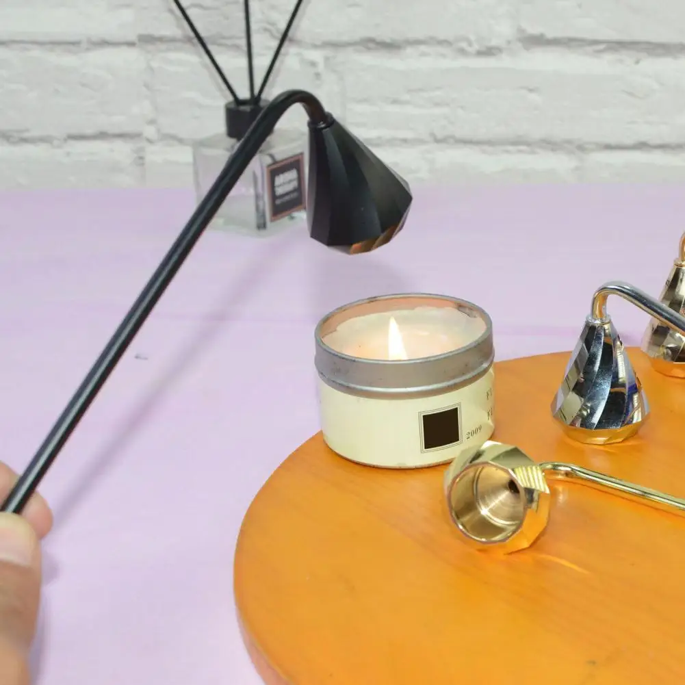 Candle Snuffer with Long Handle Putting Out Candle Wick Flame Extinguishing Tool Decorative Metal Candle Cover Tool