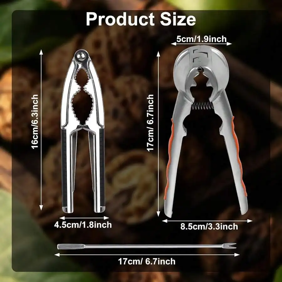 3PCS Nut Cracker Set, Metal Shell Opener Kit For Walnuts, Pecans, Hazelnuts & Pistachios, Seafood Cracking Tools For Home Kitche