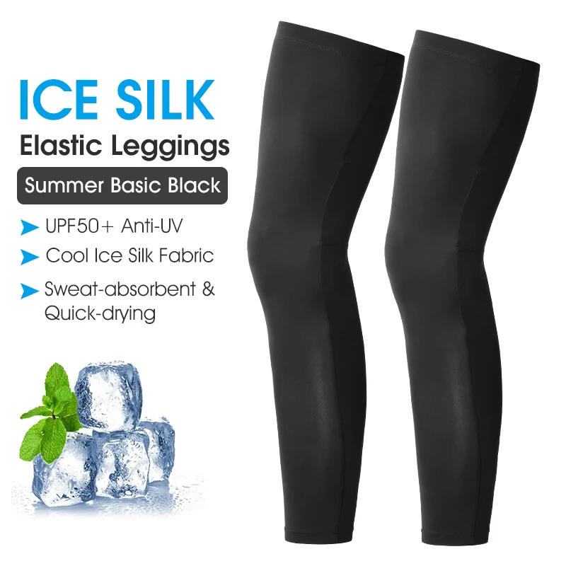 WEST BIKING Ice Silk Cycling Leg Sleeves UPF50+ Anti UV Summer Riding Leg Sleeves Quick Dry Sport Kneepad Protective Equipment