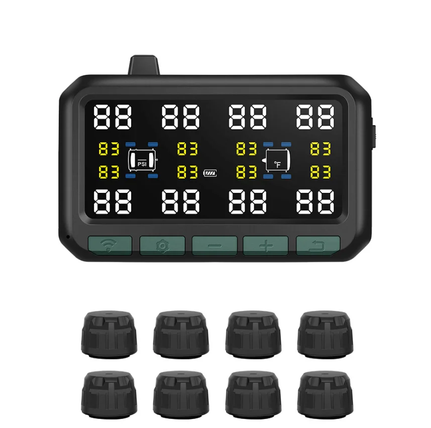 Cross-border-exclusive Smart Wireless Tire Pressure Monitoring System Suitable for 8-wheel Trucks and Buses