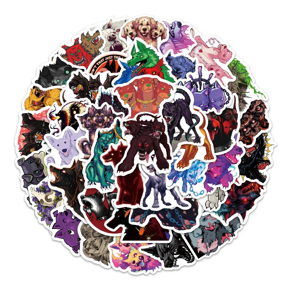 

60PCS Cartoon Cool Horror Hellhound Sticker Personalized Creative DIY Wardrobe Shoe Rack Bookshelf Decoration Toy Sticker