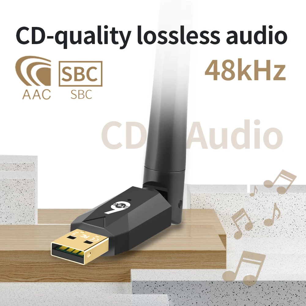 200M USB Bluetooth 6.0 Dongle Adapter for PC Speaker Wireless Mouse Keyboard Music Audio Bluetooth 5.4 Receiver Transmitter