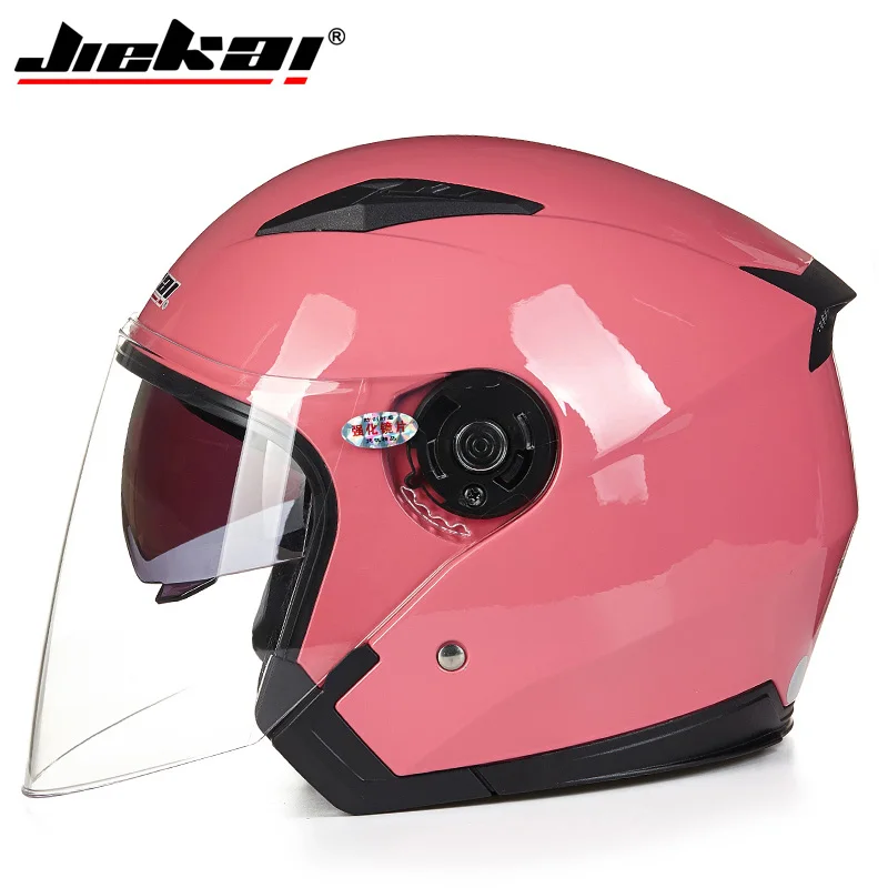 Casco de moto de carreras, capacete de cara abierta para motocicleta, vintage, con doble lente, JK-516