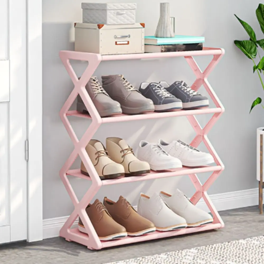 Steel Pipe X-Shaped Shoe Rack Dustproof Multi-layer Assembly Shoecase Space Saving Waterproof Shoes Storage Cabinet Home